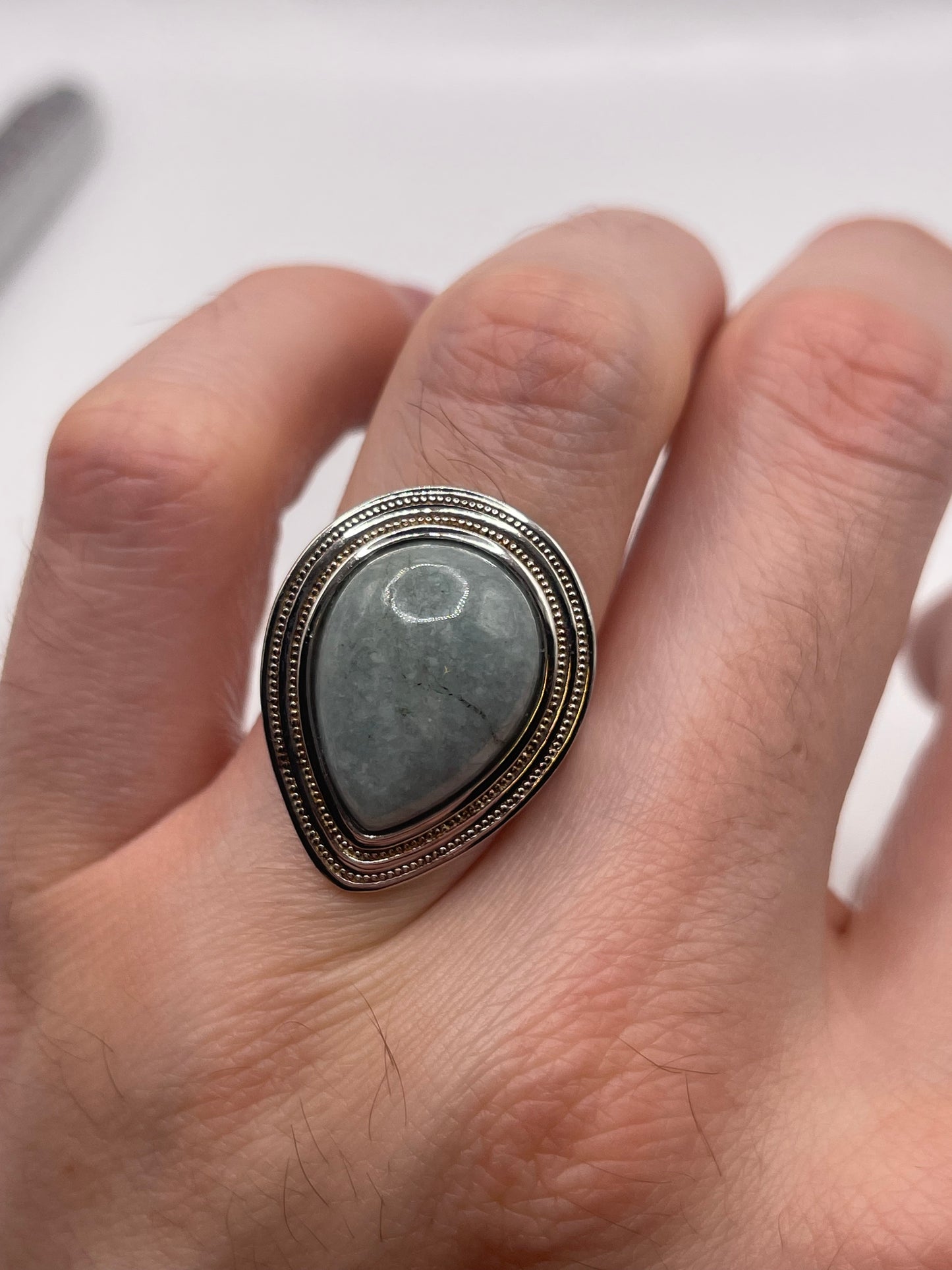 Silver gemstone ring
