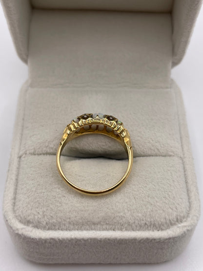 Antique 18ct gold opal and diamond ring