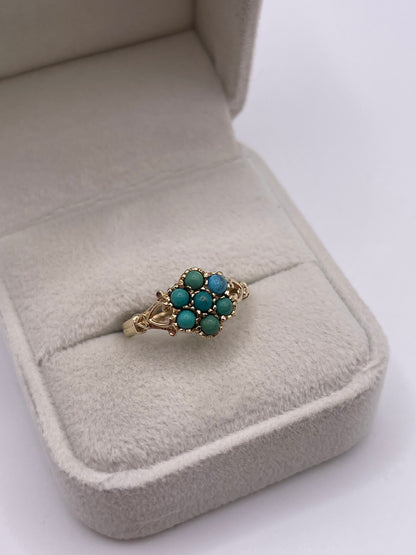 9ct gold turquoise cluster ring