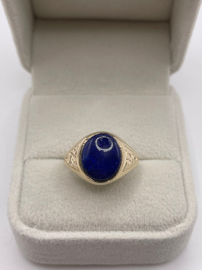 9ct gold lapis lazuli signet ring