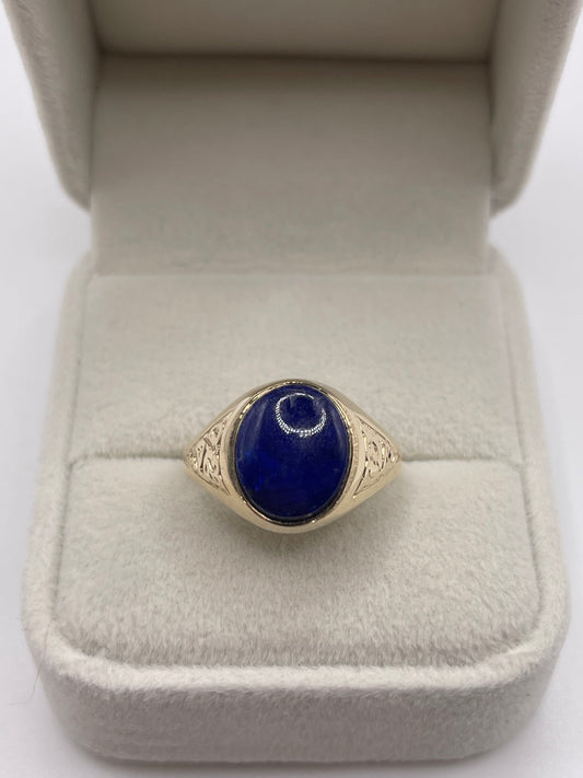 9ct gold lapis lazuli signet ring