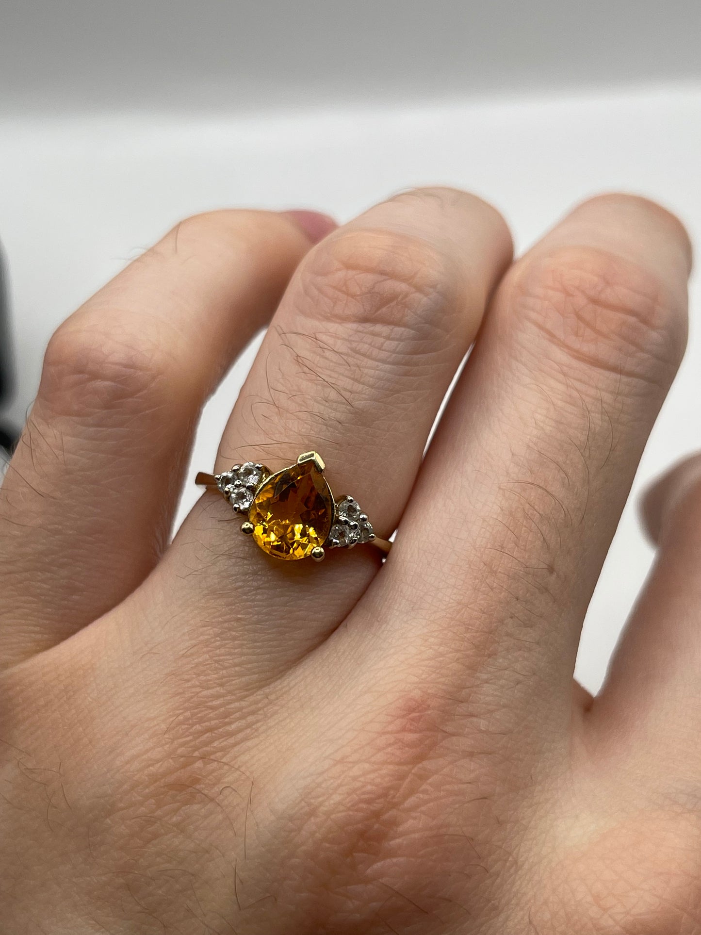 9ct gold citrine and zircon ring