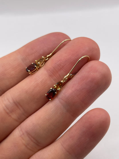 9ct gold garnet and citrine earrings