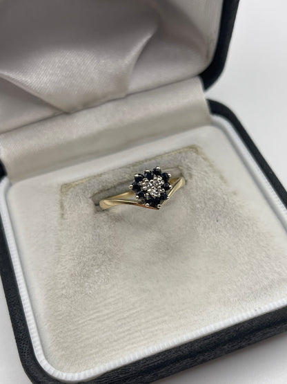 9ct gold sapphire and diamond ring