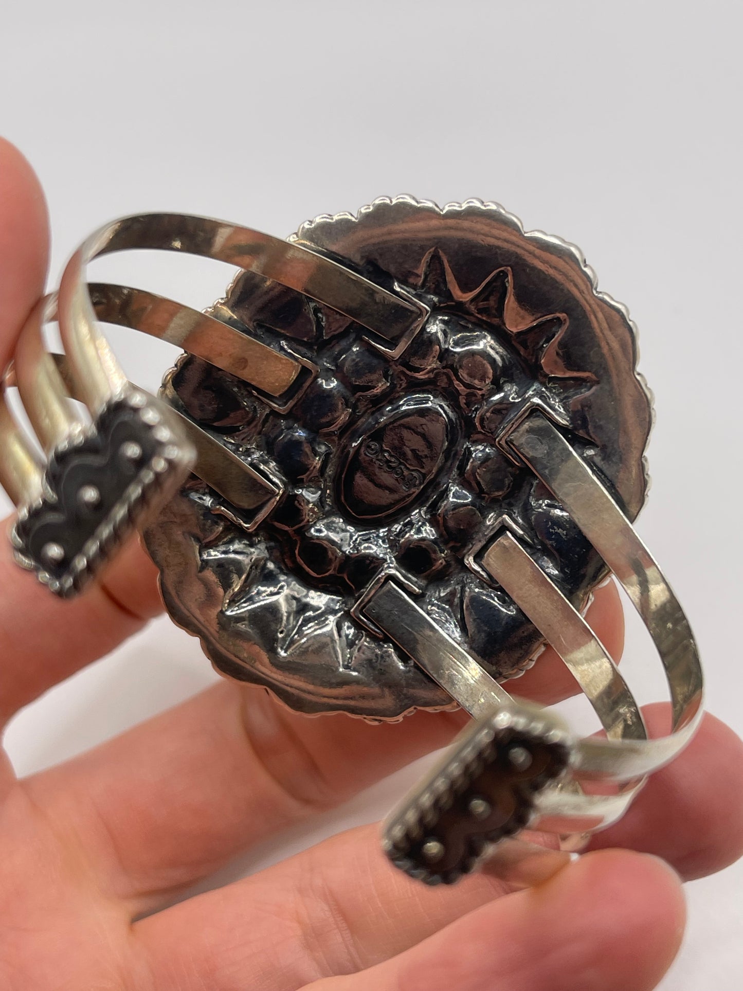 Huge heavy silver turquoise bangle