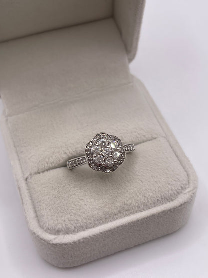 9ct white gold diamond cluster ring