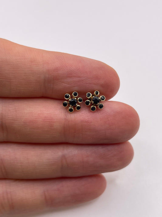 9ct gold sapphire cluster earrings
