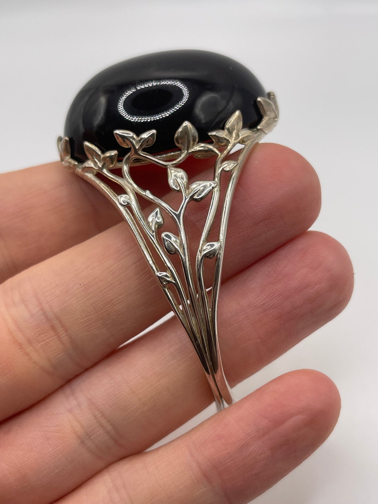 Silver amber bangle