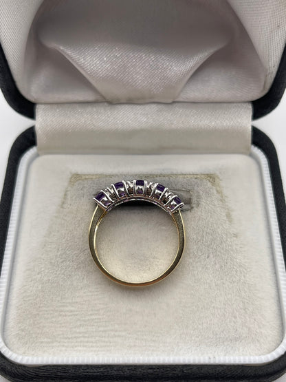 9ct gold amethyst and diamond ring