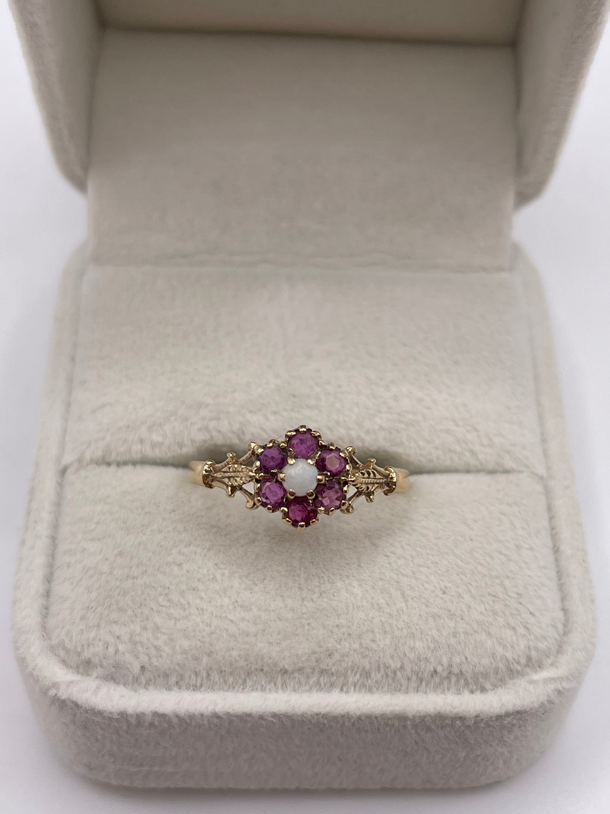 9ct gold opal and ruby ring
