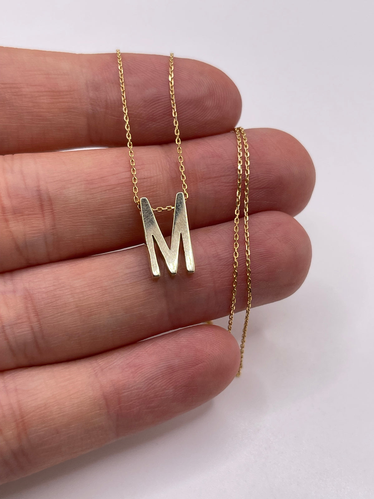 9ct gold initial M necklace