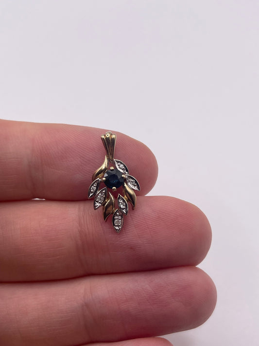 9ct gold sapphire and diamond pendant
