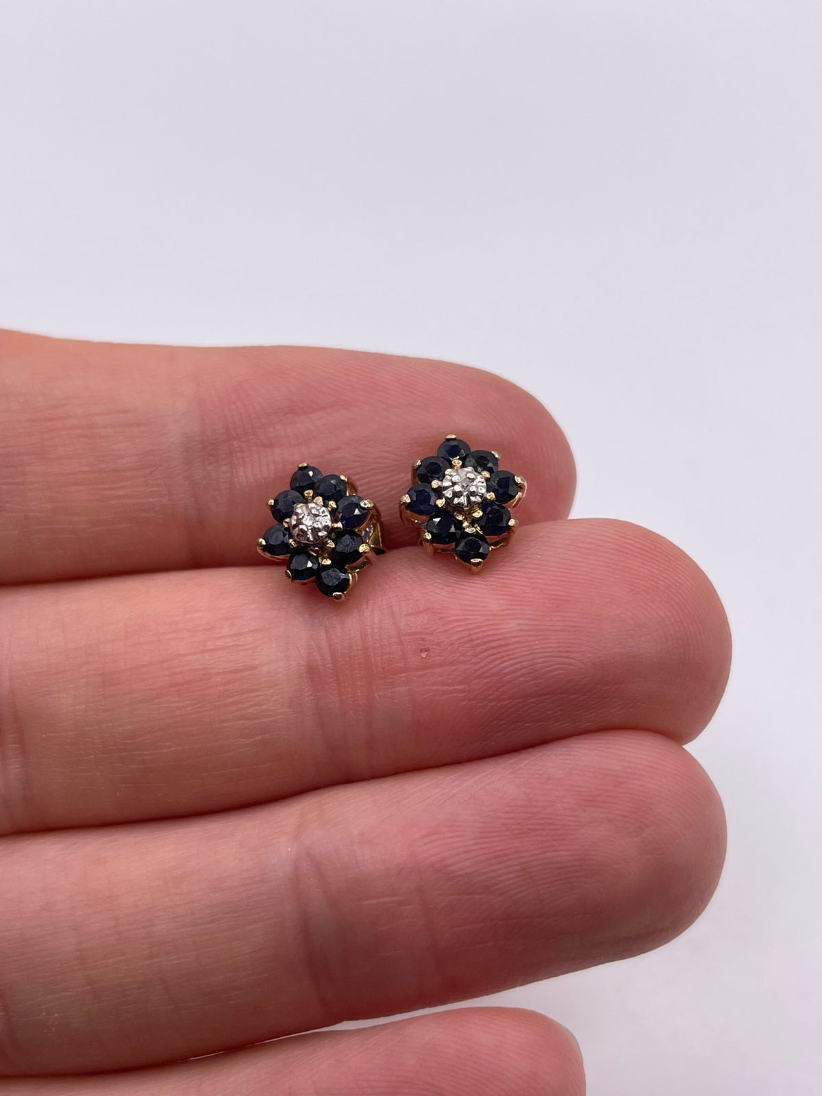 9ct gold sapphire and diamond earrings