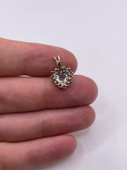9ct gold tanzanite and diamond heart pendant