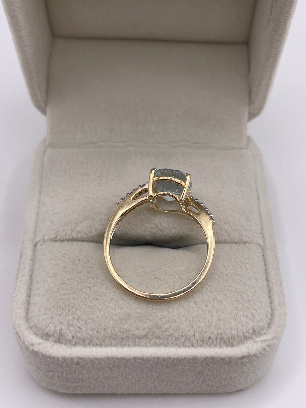 9ct gold aquamarine and zircon ring