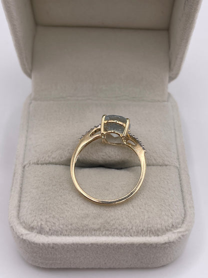 9ct gold aquamarine and zircon ring