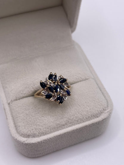 9ct gold sapphire and diamond ring