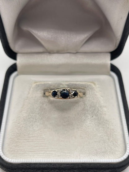 9ct gold sapphire and diamond ring