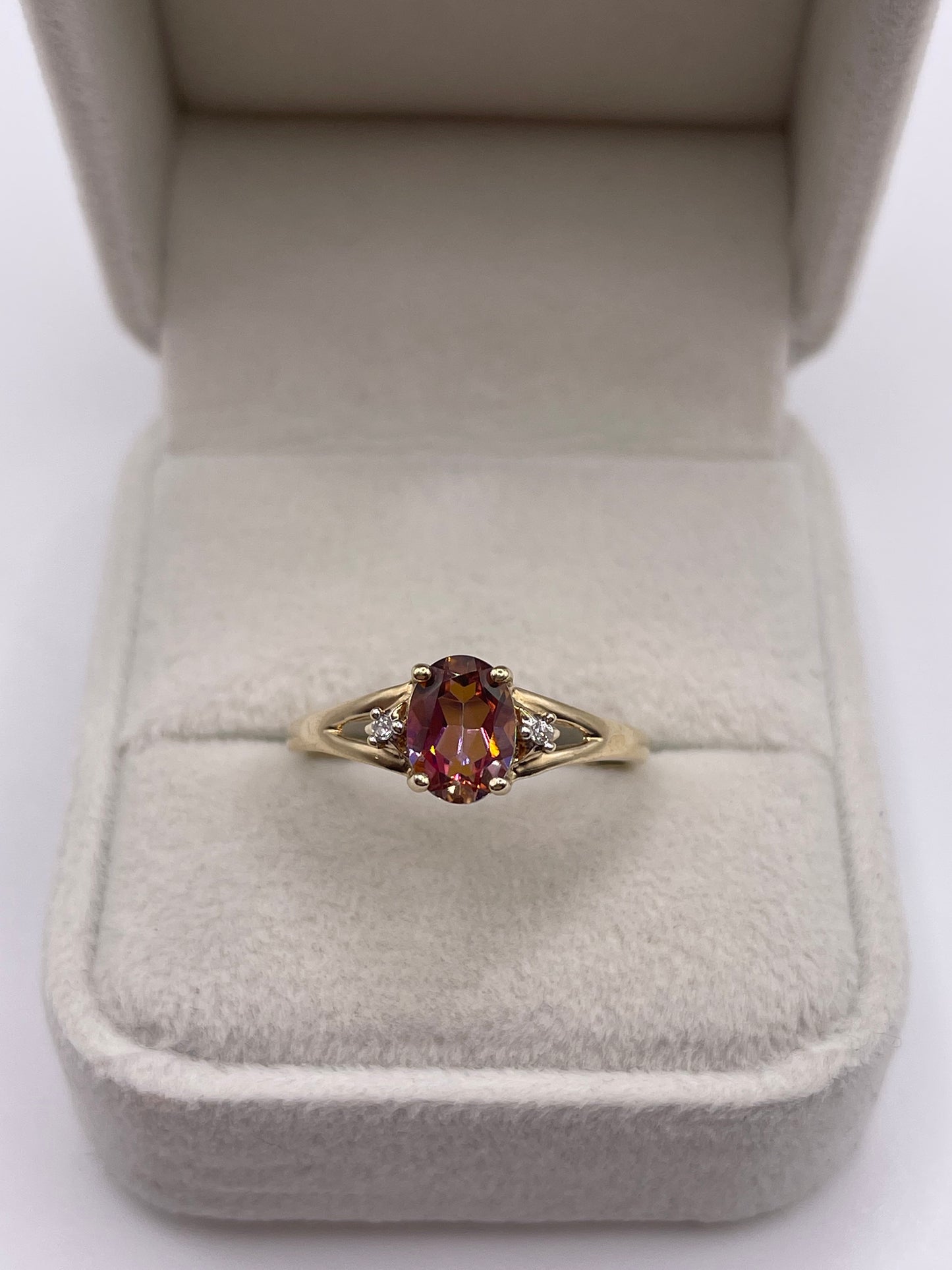 9ct gold mystic topaz and zircon ring