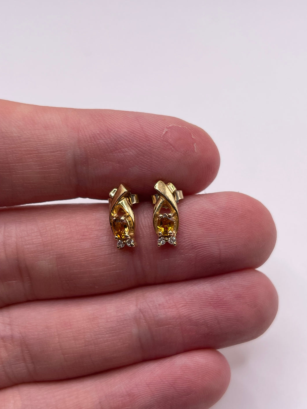 9ct gold citrine and diamond earrings