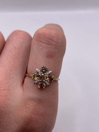 9ct gold quartz and zircon ring