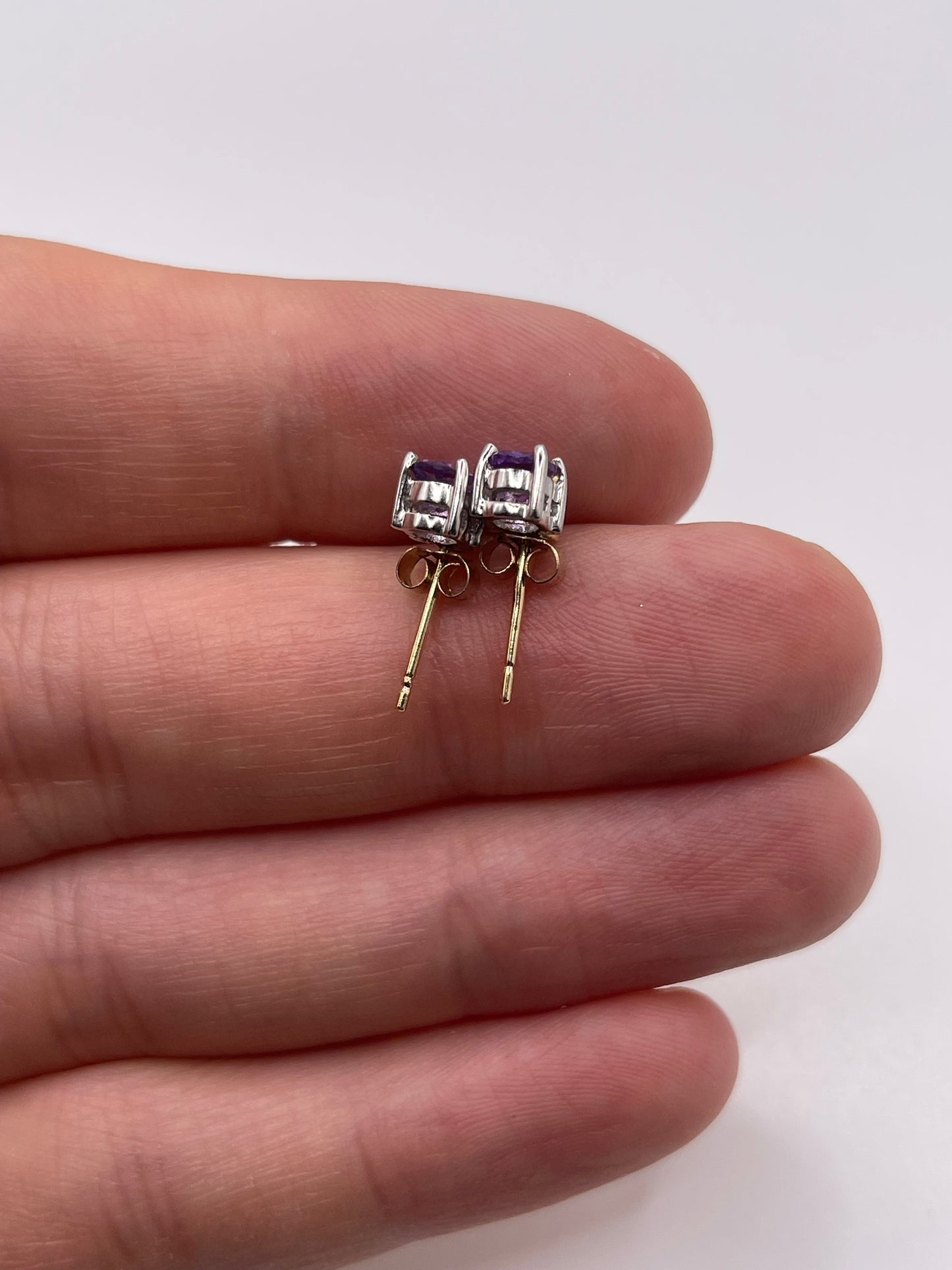 9ct gold amethyst and diamond earrings