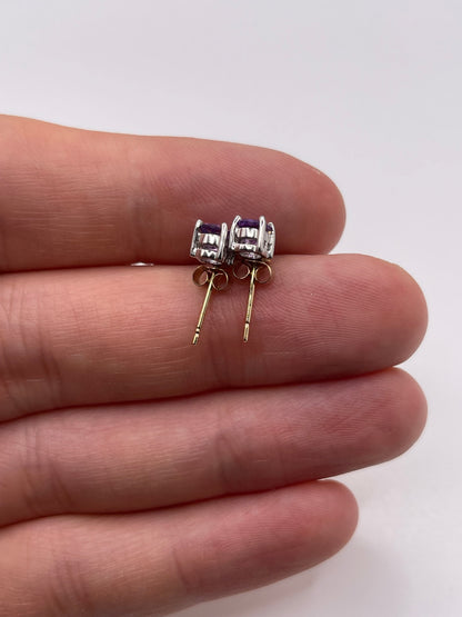 9ct gold amethyst and diamond earrings