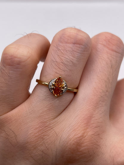 9ct gold orange sapphire and diamond ring