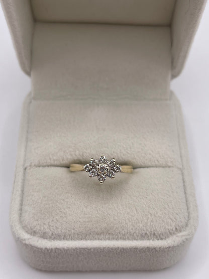 9ct gold diamond cluster ring