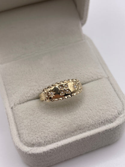 9ct gold pearl and diamond ring