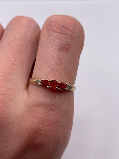 9ct gold fire opal and diamond ring
