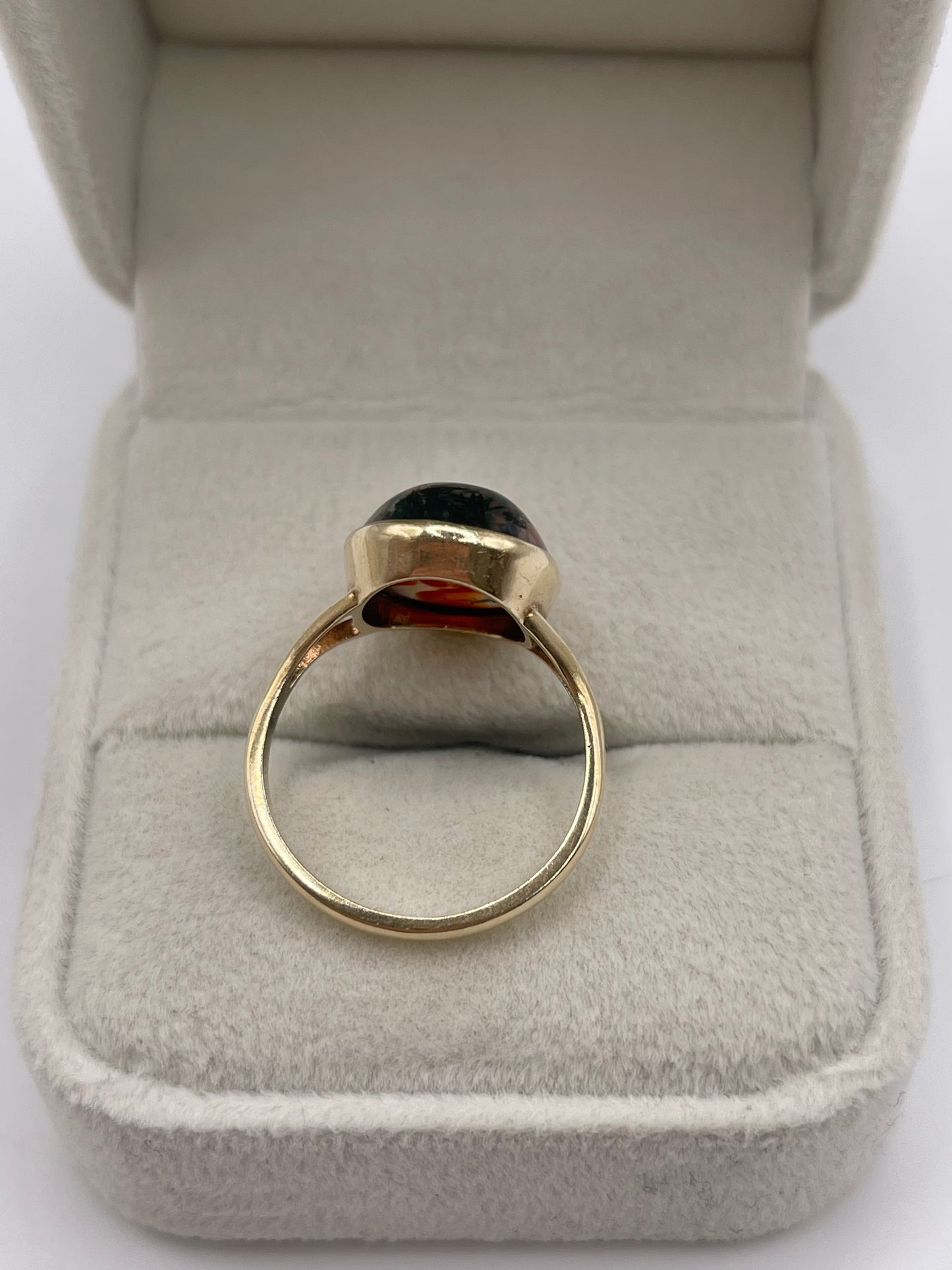 9ct gold moss agate ring