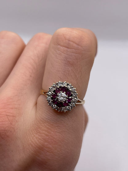 9ct gold ruby and diamond ring