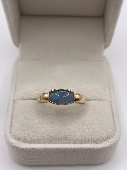 9ct gold black opal triplet ring