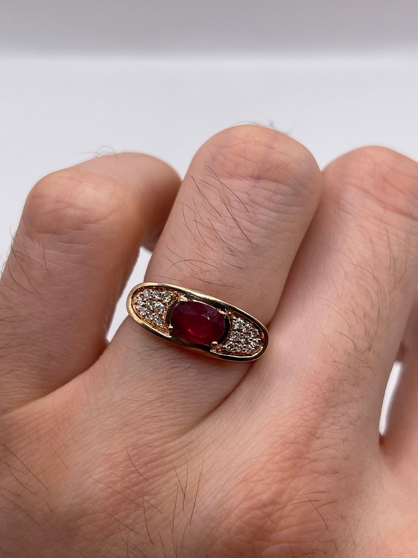 9ct rose gold ruby and diamond ring