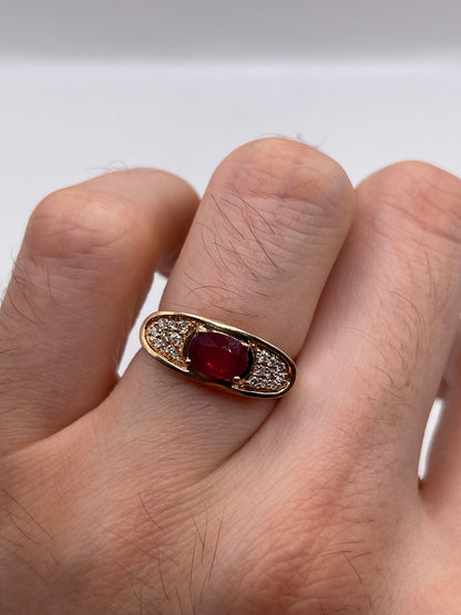 9ct rose gold ruby and diamond ring