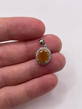 Load image into Gallery viewer, 9ct white gold fire opal and zircon pendant
