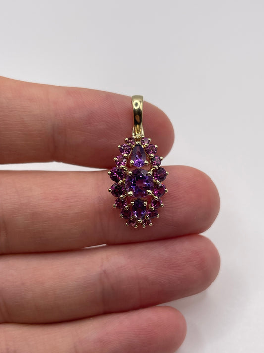 9ct gold amethyst and garnet pendant