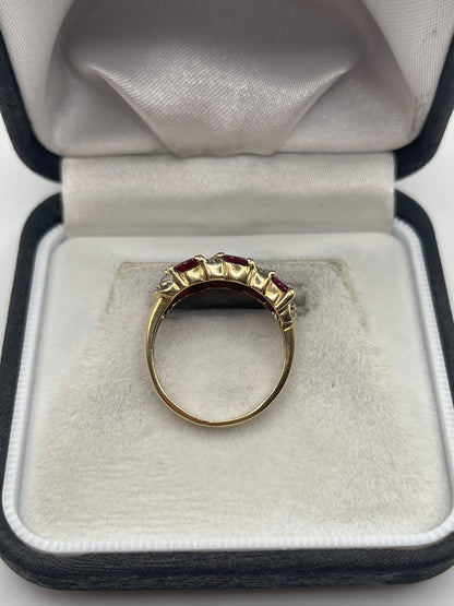 9ct gold ruby and diamond ring