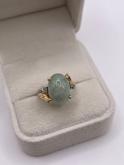 9ct gold jade and diamond ring
