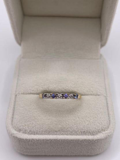 9ct gold tanzanite and diamond ring