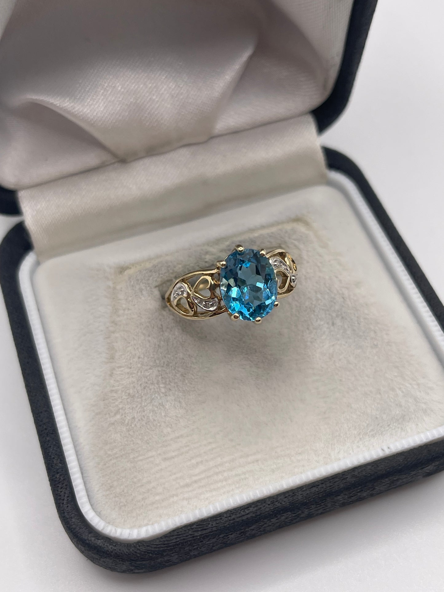 9ct gold blue topaz and diamond ring
