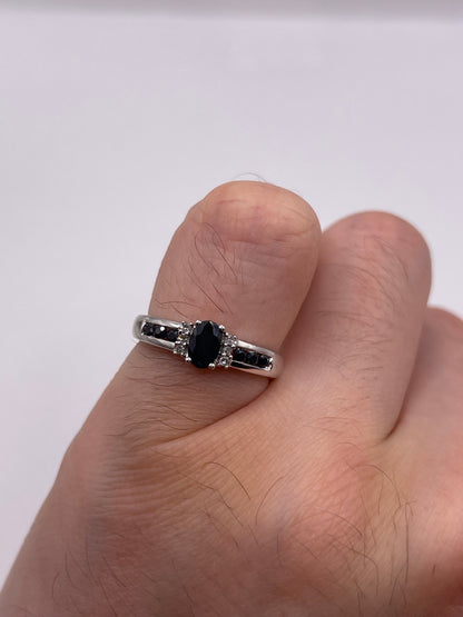9ct white gold sapphire and diamond ring