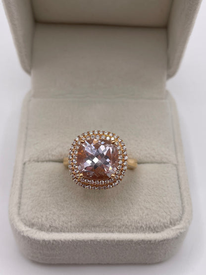 18ct rose gold morganite and diamond ring