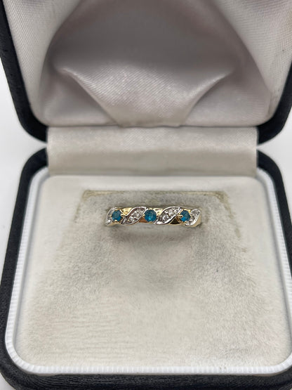 9ct gold blue apatite and zircon ring