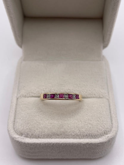 9ct gold ruby and diamond ring