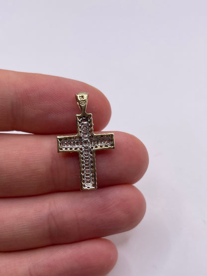 9ct gold diamond cross pendant