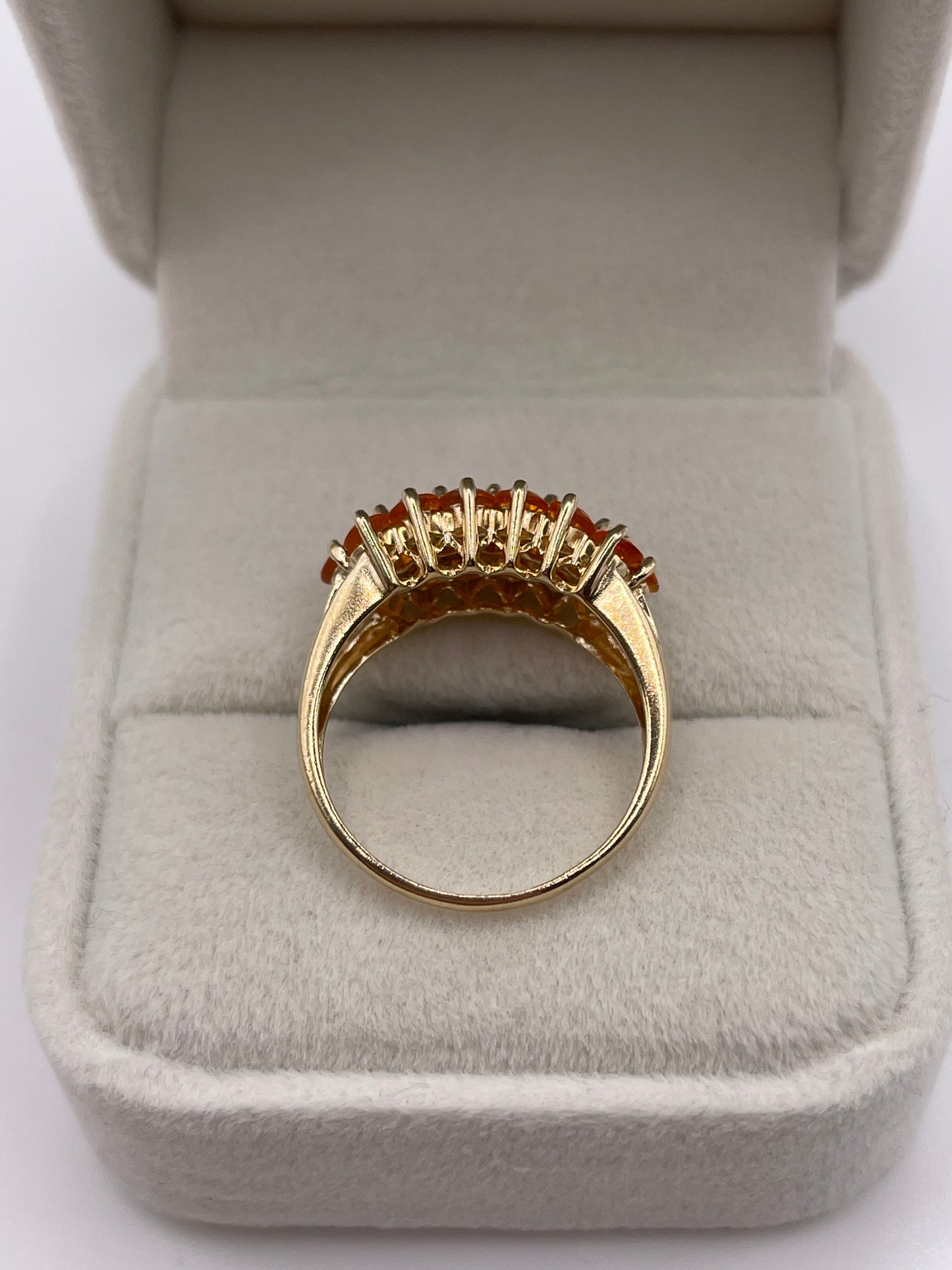 9ct gold fire opal cluster ring