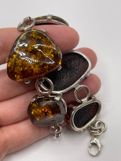 Silver amber bracelet