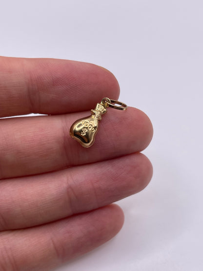 9ct gold money bag charm